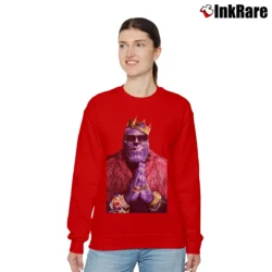 Women’s Funny Marvel Avengers Biggie Thanos Villain Parody Relaxed Sweatshirt in red | Soft, Laid-Back Vibe