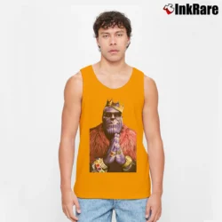 Men’s Funny Marvel Avengers Biggie Thanos Villain Parody Tank Top in orange | Breathable, Active-Friendly Design