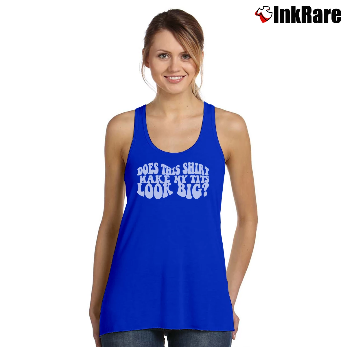 Women’s Funny Meme Does This Make My Tits Look Big Tank Top in royal blue | Lightweight, Movement-Friendly