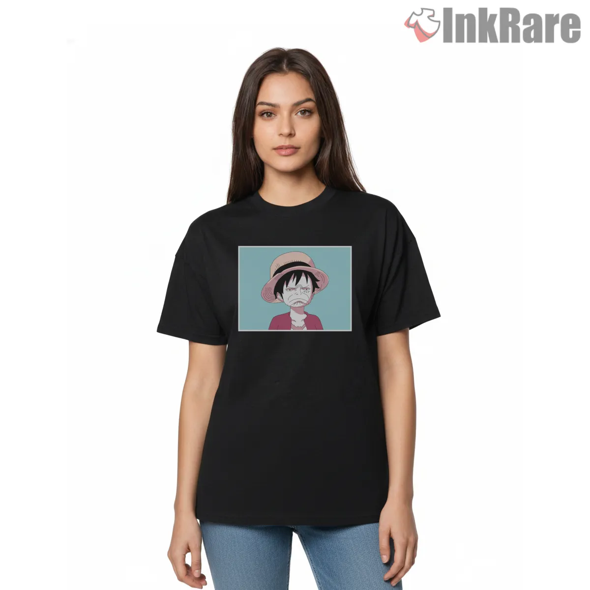 Funny Monkey D Luffy Cartoon Reaction Anime Short Sleeve Black Funny Monkey D Luffy Cartoon Reaction Anime Shirt on black short sleeve shirt for women graphic tee