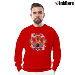 Men’s Funny Mushroom Cat For Animal Lovers Crewneck Sweatshirt in red | Cozy Fabric, Clean Style