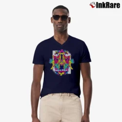 Men’s Funny Mushroom Cat For Animal Lovers V-Neck Tee in navy | Sharp, Breathable, Everyday Staple