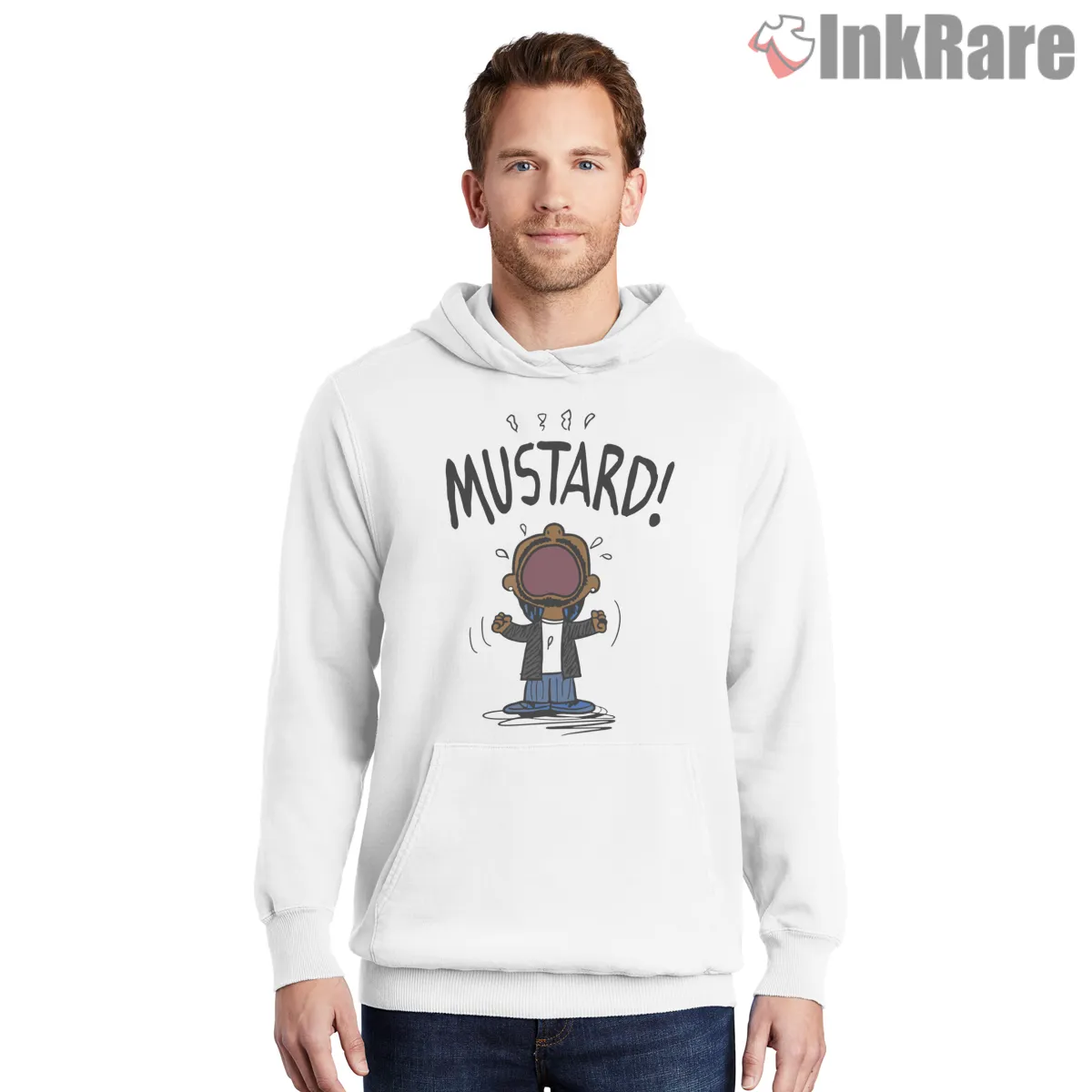 Funny Mustard Lamar Tv Off Parody Meme Cartoon Hoodie White Funny Mustard Lamar Tv Off Parody Meme Cartoon Shirt on white hoodie for men graphic tee