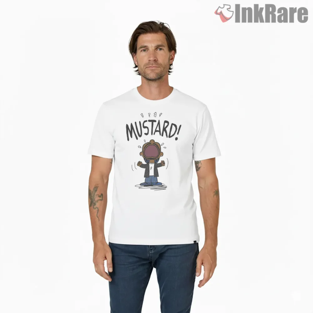 Funny Mustard Lamar Tv Off Parody Meme Cartoon Shirt on white short sleeve shirt for men graphic tee