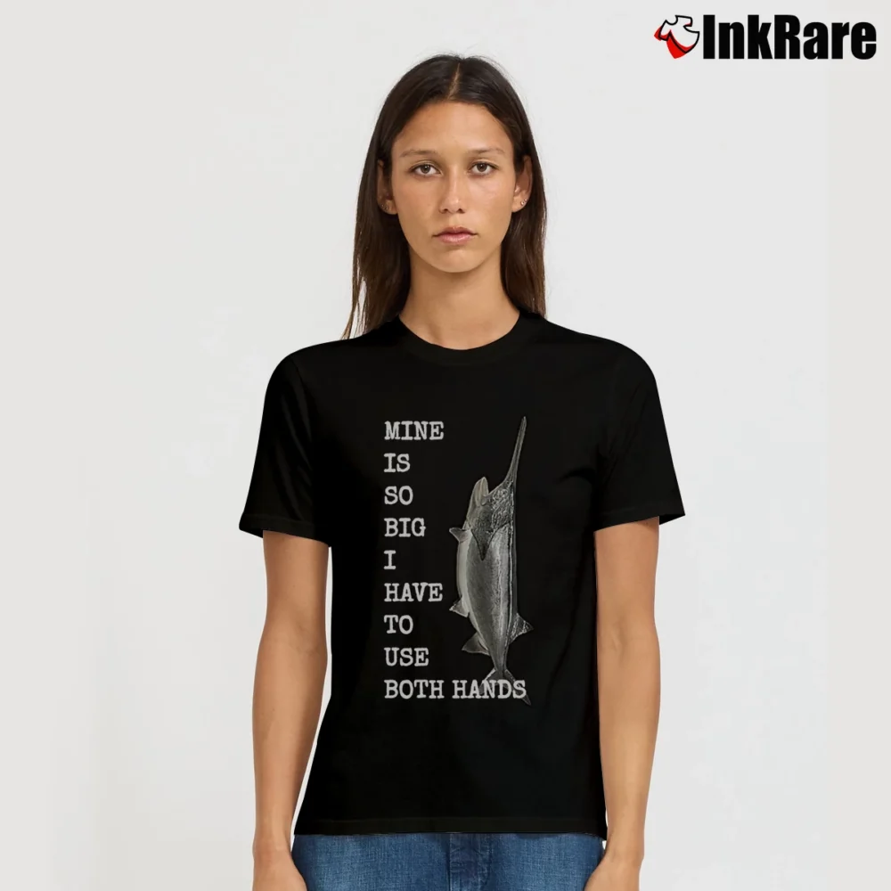 Women’s Funny Paddlefish Fishing Joke Signature T-Shirt in black | Soft, Flattering Fit