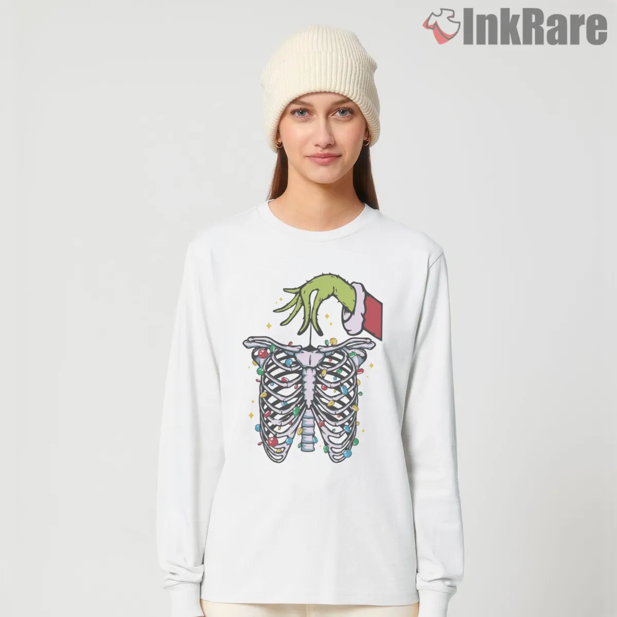 Funny Radiology Grinch Ribcage Hands Christmas Long Sleeve White Funny Radiology Grinch Ribcage Hands Christmas Shirt on white long sleeve shirt for women graphic tee