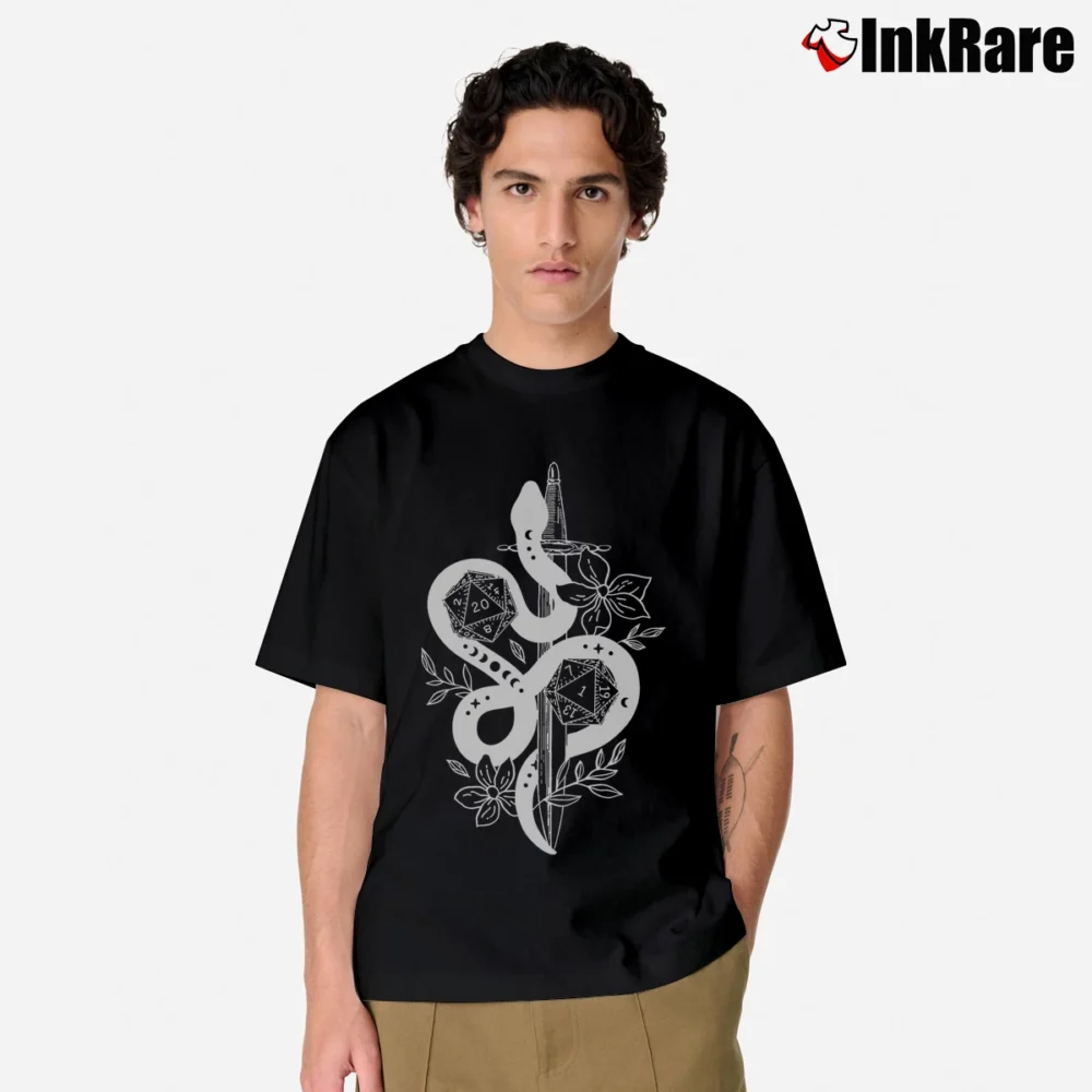Men’s Funny Rpg Dragon And Dice Adhd Dnd Gaming Classic T-Shirt in black | Soft, Breathable Everyday Wear