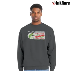 Men’s Funny Sexual Tyrannosaurus Crewneck Sweatshirt in charcoal | Cozy Fabric, Clean Style