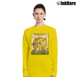 Women’s Funny Shiba Dog Godzilla Dogezilla King Of Monsters Long-Sleeve Top in yellow | Sleek, Versatile, All-Season