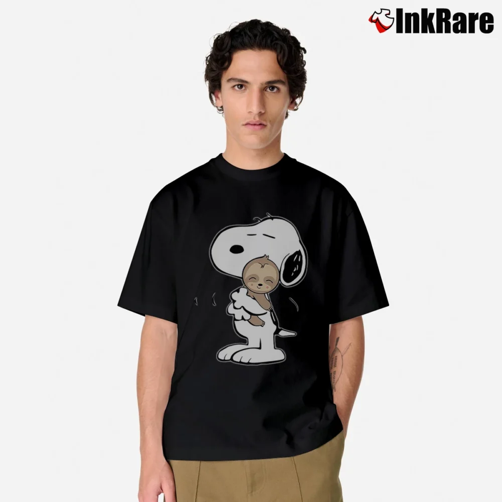 Men’s Funny Snoopy Hug Sloth Classic T-Shirt in black | Soft, Breathable Everyday Wear
