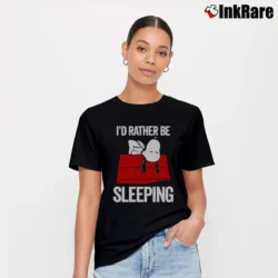 Women’s Funny Snoopy Still Sleeping T-Shirt in black | Soft, Flattering Fit