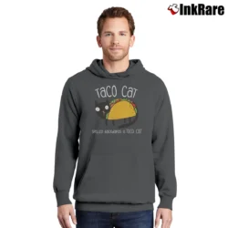 Men’s Funny Taco Cat Spelled Backward Is Taco Cat Pullover Hoodie in charcoal | Cozy, Durable, Modern Fit