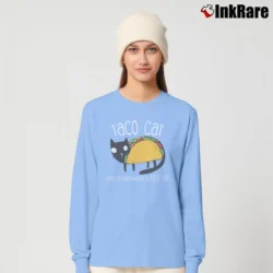 Women’s Funny Taco Cat Spelled Backward Is Taco Cat Long-Sleeve Top in light blue | Sleek, Versatile, All-Season