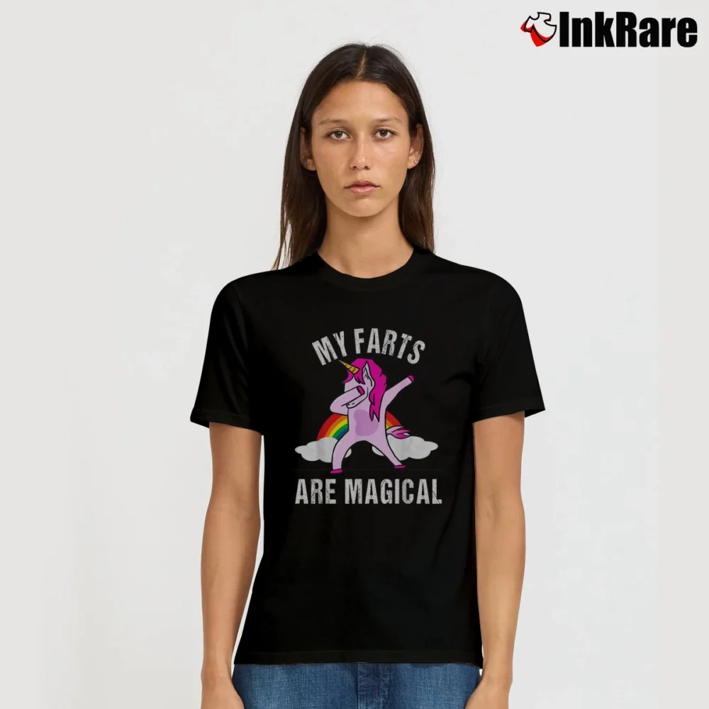 Women’s Funny Unicorn My Farts Are Magical T-Shirt in black | Soft, Flattering Fit