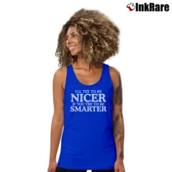 Women’s Funny Women's Try To Be Smarter Tank Top in royal blue | Lightweight, Movement-Friendly