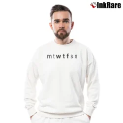 Men’s Funny Wtf Days Of The Week Humor Crewneck Sweatshirt in white | Cozy Fabric, Clean Style