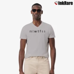 Men’s Funny Wtf Days Of The Week Humor V-Neck Tee in sport grey | Sharp, Breathable, Everyday Staple