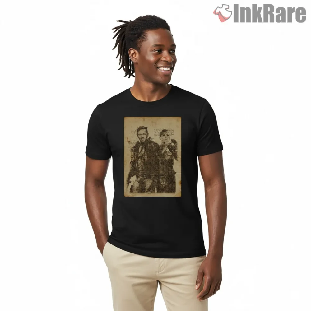 Furiosa And Max Vintage Duo Portrait Fury Road Shirt on black short sleeve shirt for men graphic tee