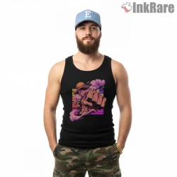 Future Pirate King Luffy Neon Power Anime Shirt on black tank top for men graphic tee