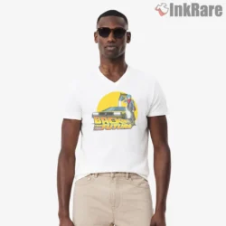 Future Trunks Back From The Future Capsule Car Shirt on white v-neck shirt for men graphic tee