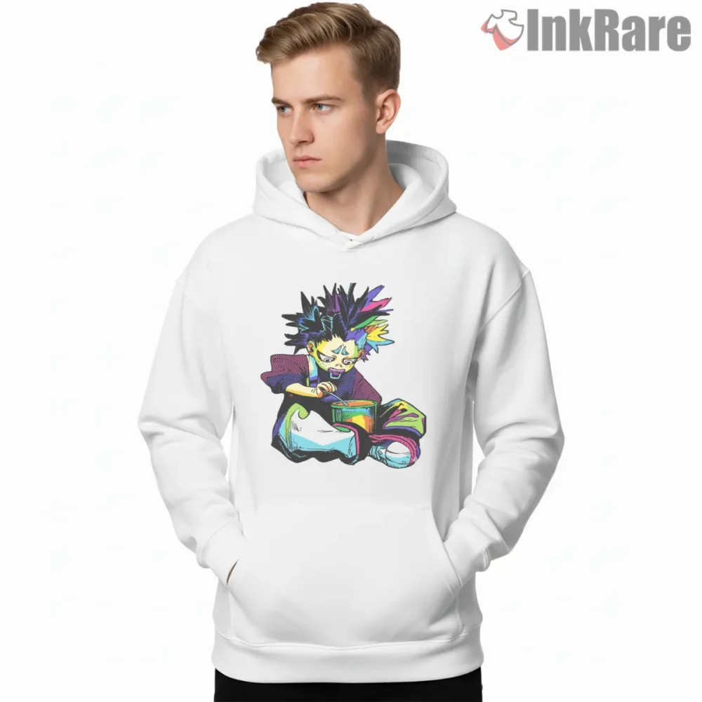 Gachiakuta Abstract Color Burst Character Anime Shirt on white hoodie for men graphic tee
