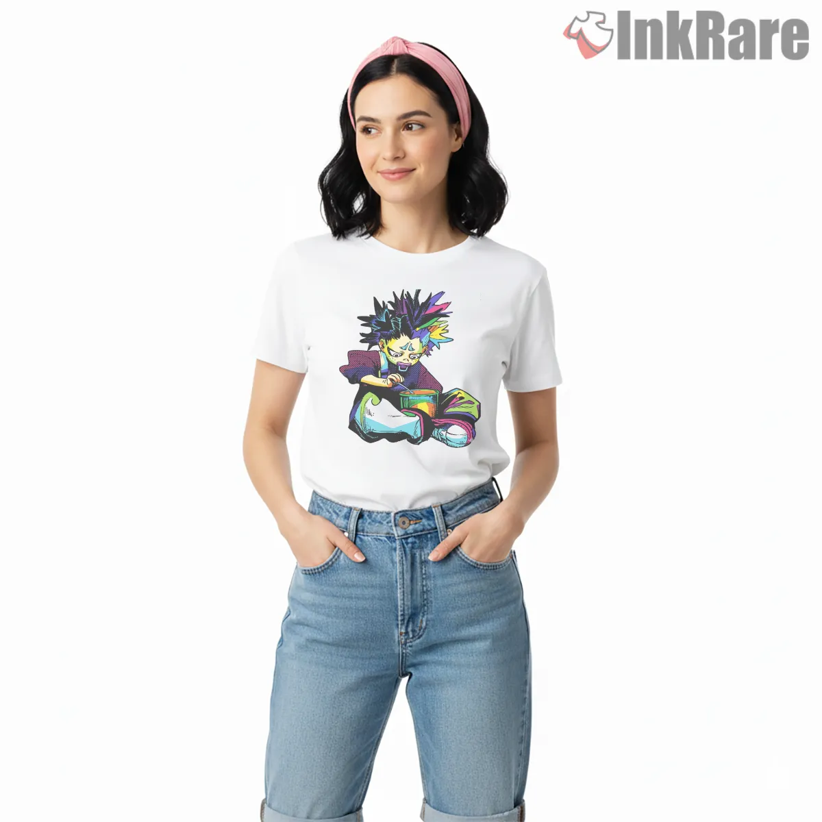 Gachiakuta Abstract Color Burst Character Anime Shirt on white short sleeve shirt for women graphic tee