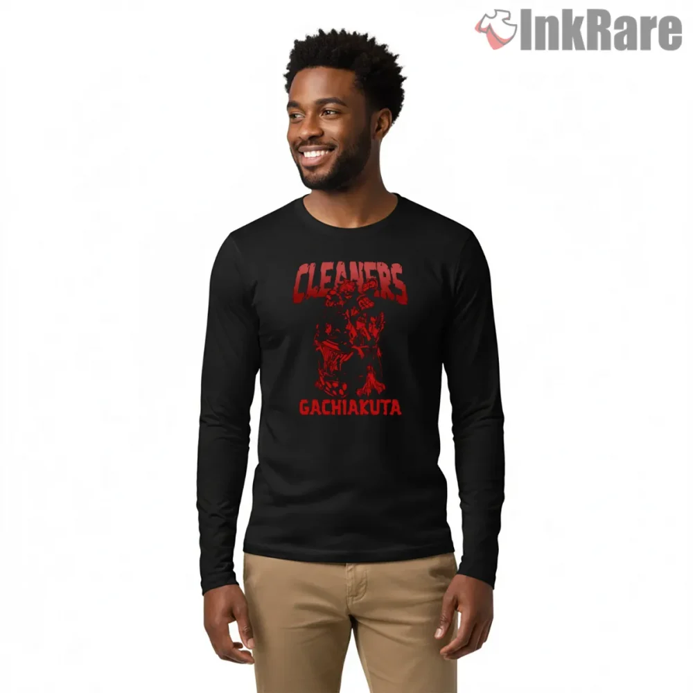 Gachiakuta Cleaners Squad Red Grunge Anime Shirt on black long sleeve shirt for men graphic tee