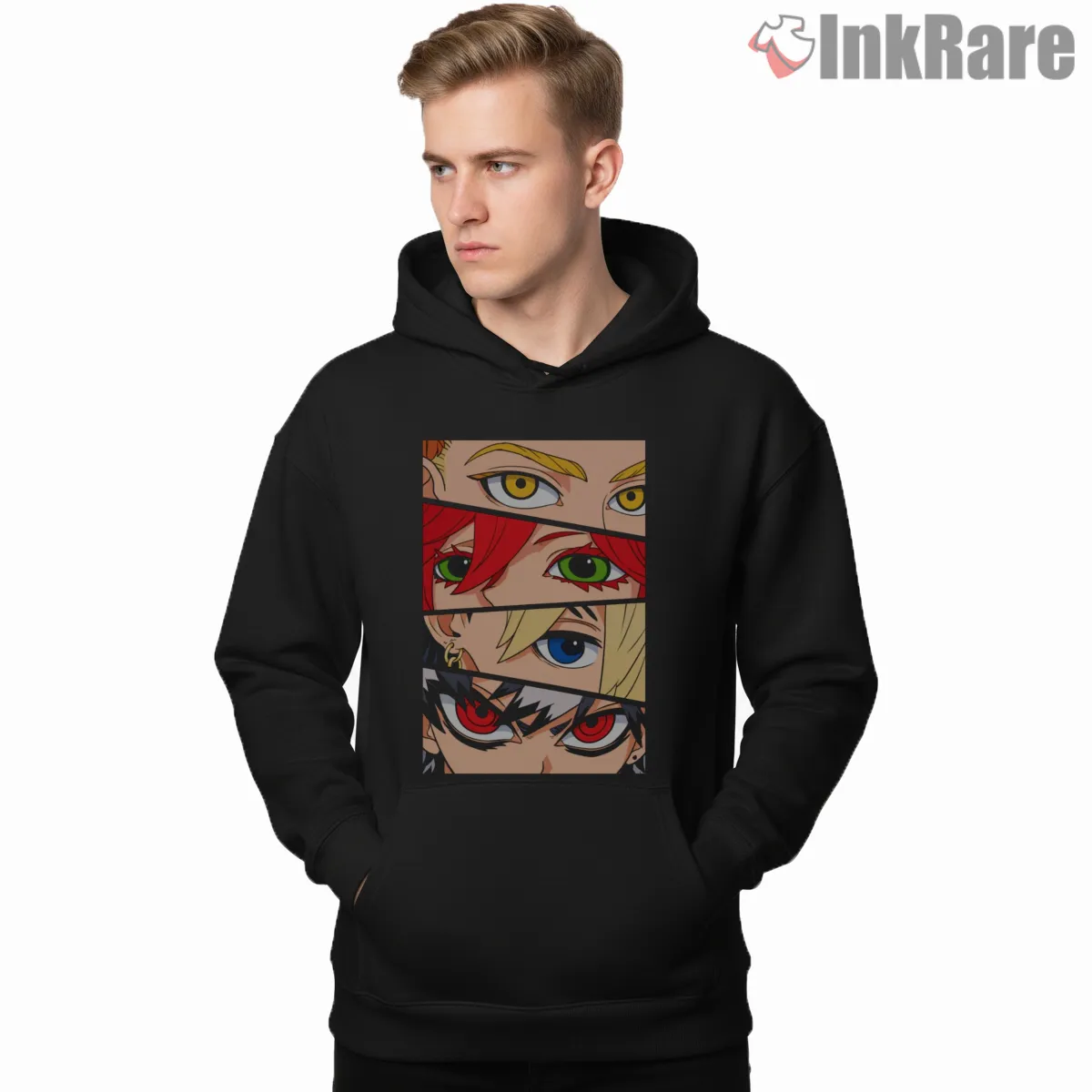 Gachiakuta Eye Panel Character Close Up Anime Shirt on black hoodie for men graphic tee