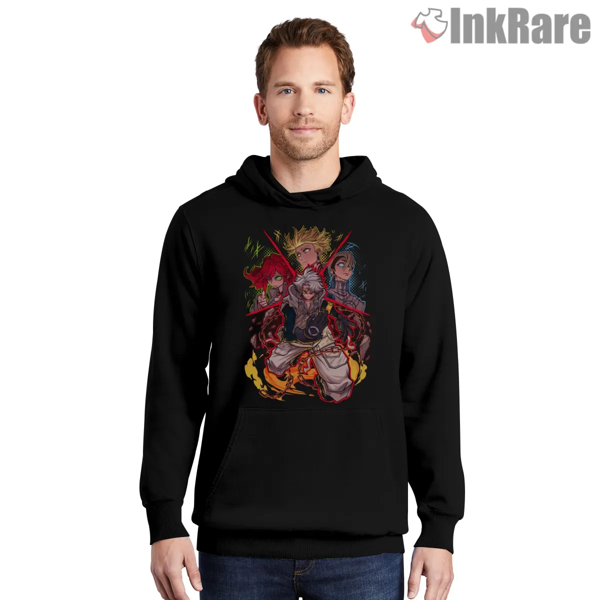 Gachiakuta Fire Aura Power Character Anime Shirt on black hoodie for men graphic tee