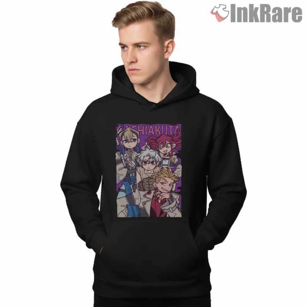 Gachiakuta Group Portrait Soft Color Anime Shirt on black hoodie for men graphic tee
