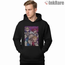 Gachiakuta Group Portrait Soft Color Anime Shirt on black hoodie for men graphic tee
