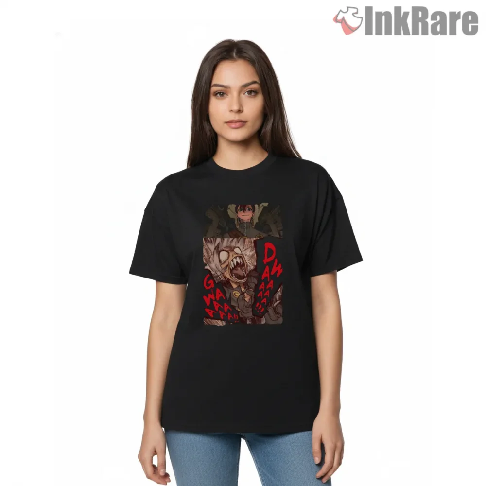 Gachiakuta Horror Panel Red Chaos Anime Shirt on black short sleeve shirt for women graphic tee