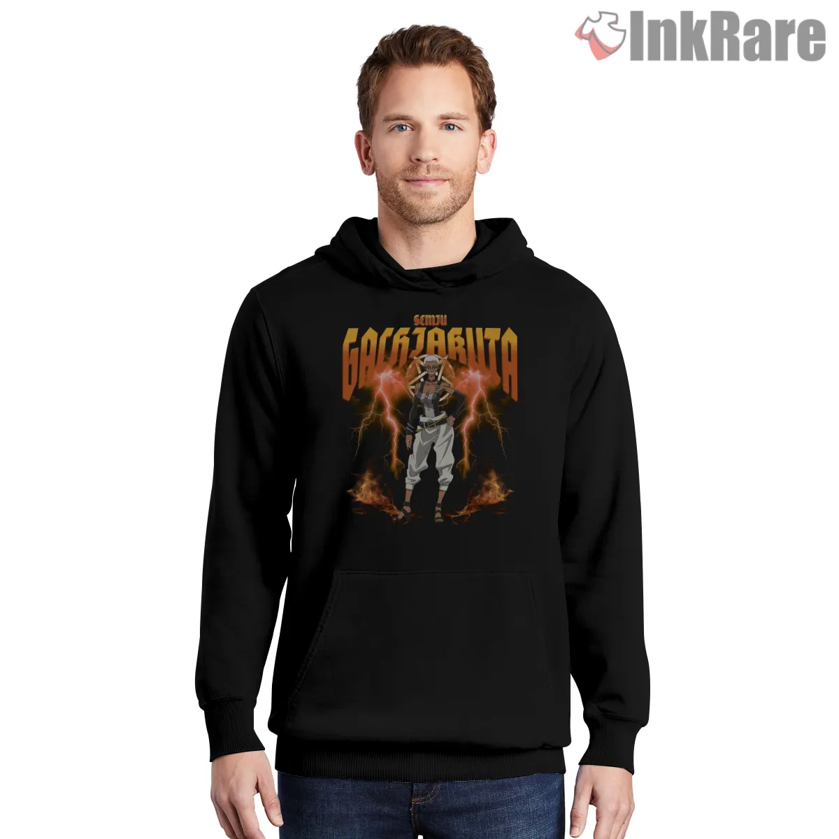 Gachiakuta Lightning Power Back View Anime Shirt on black hoodie for men graphic tee