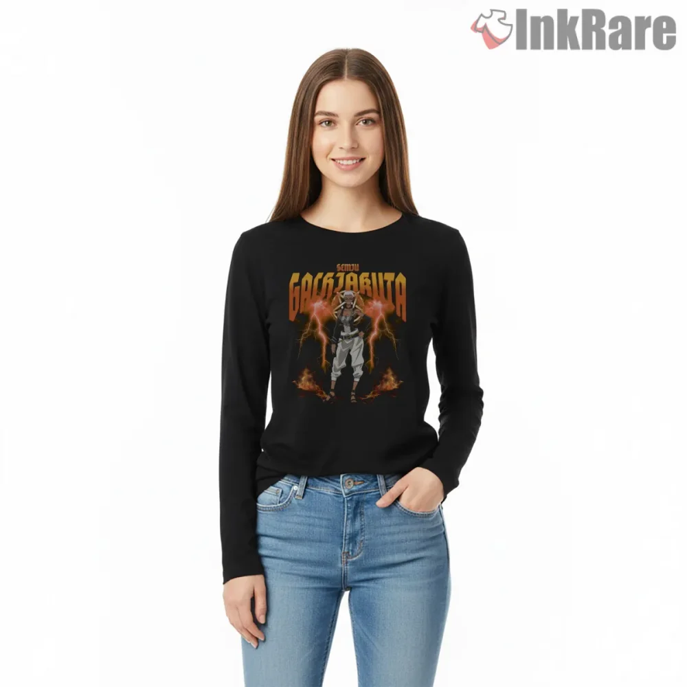 Gachiakuta Lightning Power Back View Anime Shirt on black long sleeve shirt for women graphic tee