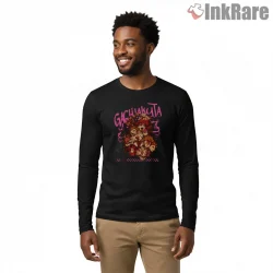 Gachiakuta Neon Chaos Character Cluster Anime Shirt on black long sleeve shirt for men graphic tee