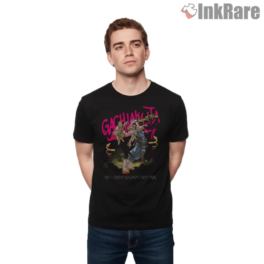 Gachiakuta Neon Graffiti Action Character Anime Shirt on black short sleeve shirt for men graphic tee