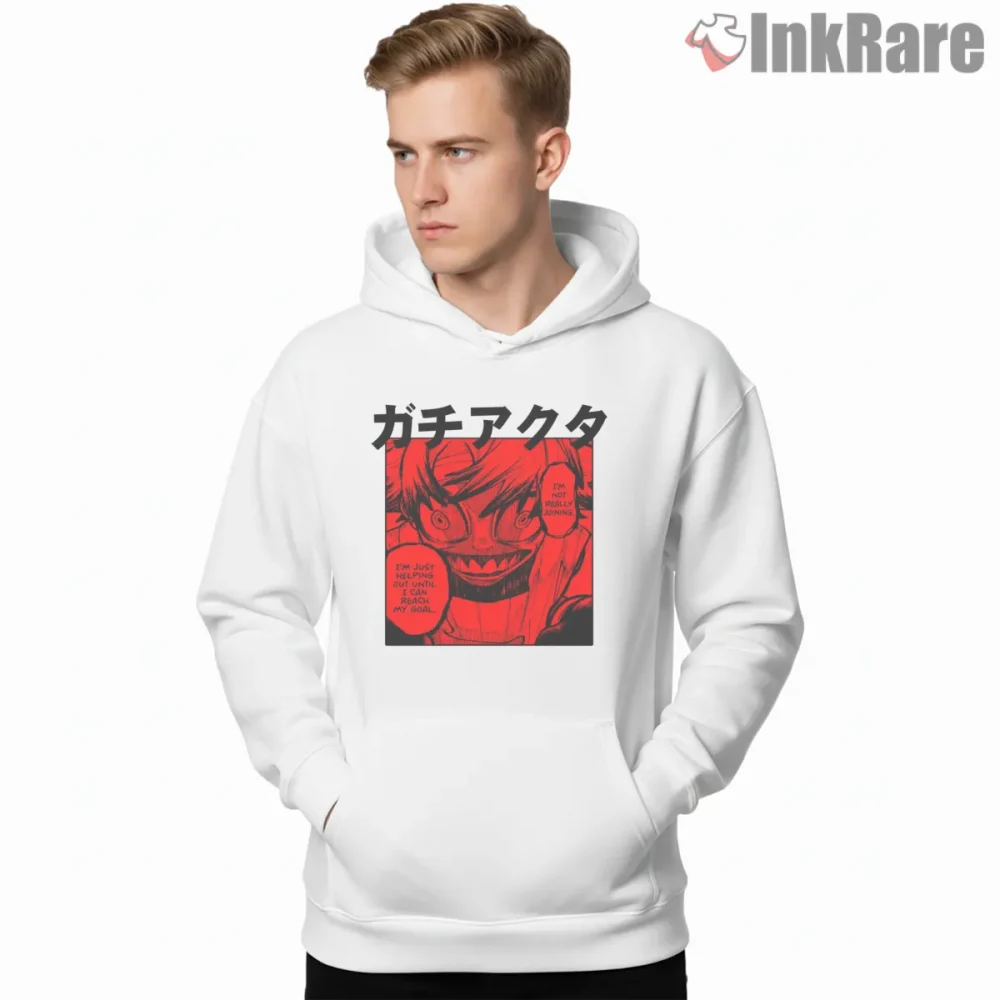 Gachiakuta Red Silhouette Dark Expression Manga Anime Shirt on white hoodie for men graphic tee