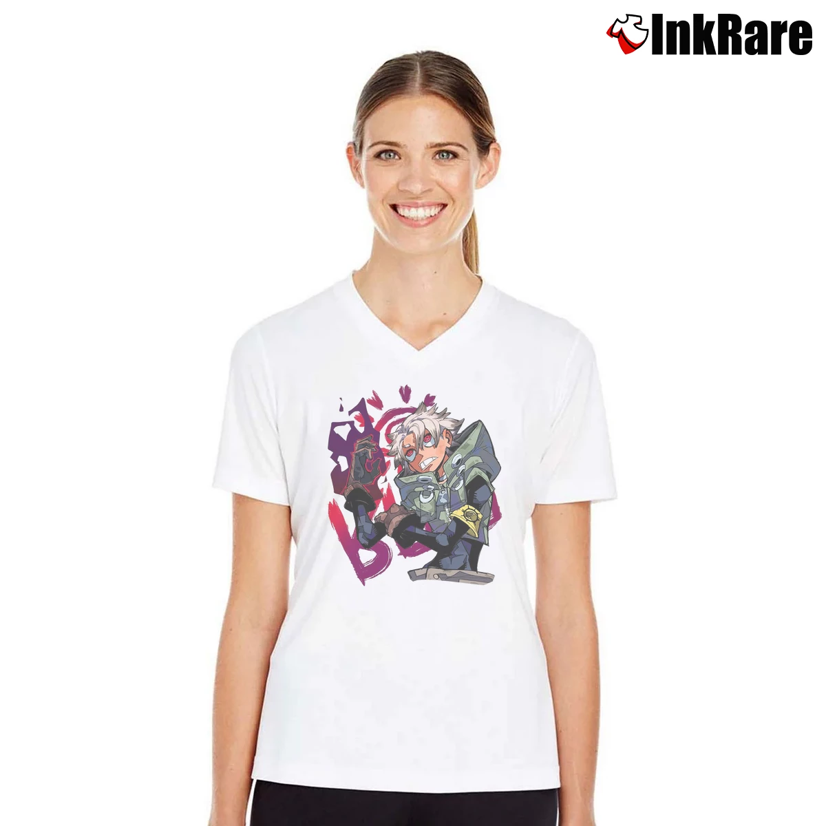 Women’s Gachiakuta Rudo V-Neck Tee in white | Chic Neckline, Soft Texture