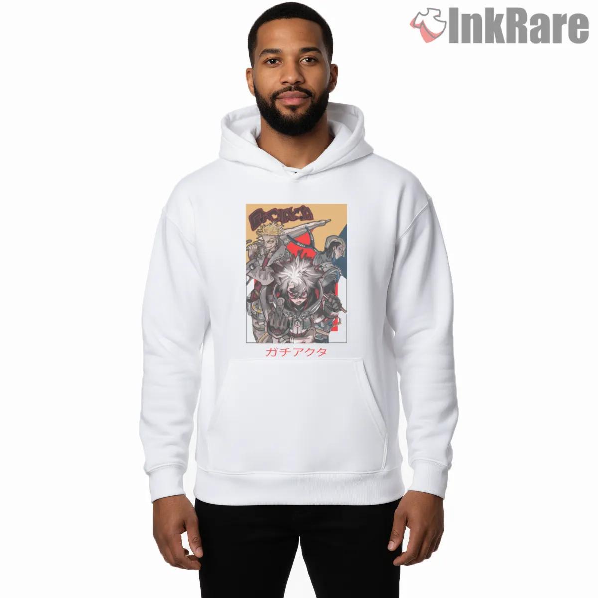 Gachiakuta Team Action Group Red Accent Anime Shirt on white hoodie for men graphic tee