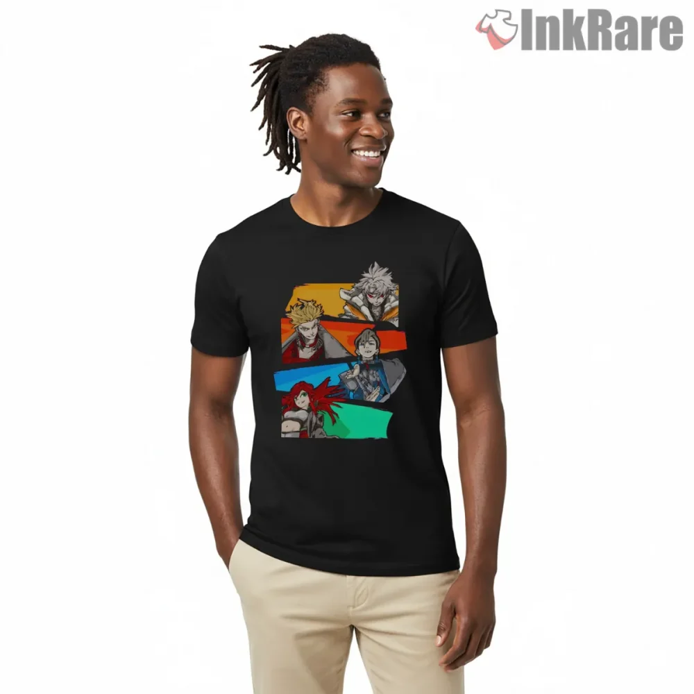 Gachiakuta Team Collage Color Panel Anime Shirt on black short sleeve shirt for men graphic tee