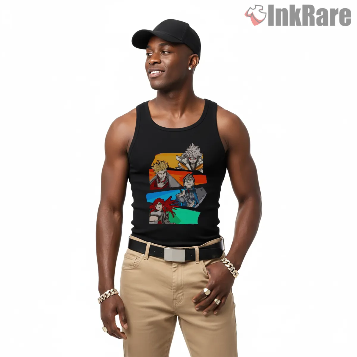 Gachiakuta Team Collage Color Panel Anime Shirt on black tank top for men graphic tee