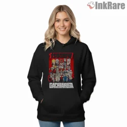 Gachiakuta Team Grid Collage Red Anime Shirt on black hoodie for women graphic tee