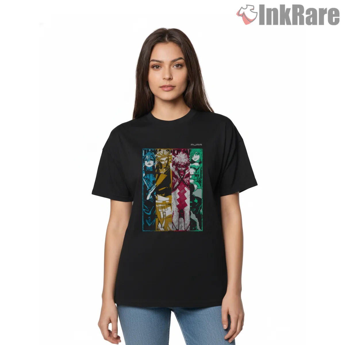 Gachiakuta Team Split Color Vertical Anime Shirt on black short sleeve shirt for women graphic tee