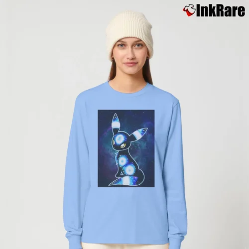 Galaxy Umbreon Pokemon Classic Graphic Women’s Long-Sleeve Top in light blue – Effortless Layer Women’s Galaxy Umbreon Pokemon Classic Graphic Long-Sleeve Top in light blue | Sleek, Versatile, All-Season