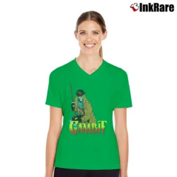 Women’s Gambit Marvel Graphic V-Neck Tee in irish green | Chic Neckline, Soft Texture