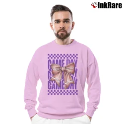 Men’s Game Day Team Mascot Bow Coquette Football Mom Crewneck Sweatshirt in light pink | Cozy Fabric, Clean Style