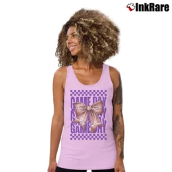 Women’s Game Day Team Mascot Bow Coquette Football Mom Tank Top in light pink | Lightweight, Movement-Friendly