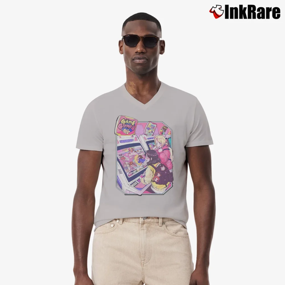 Men’s Game Grumps Arcade V-Neck Tee in sport grey | Sharp, Breathable, Everyday Staple