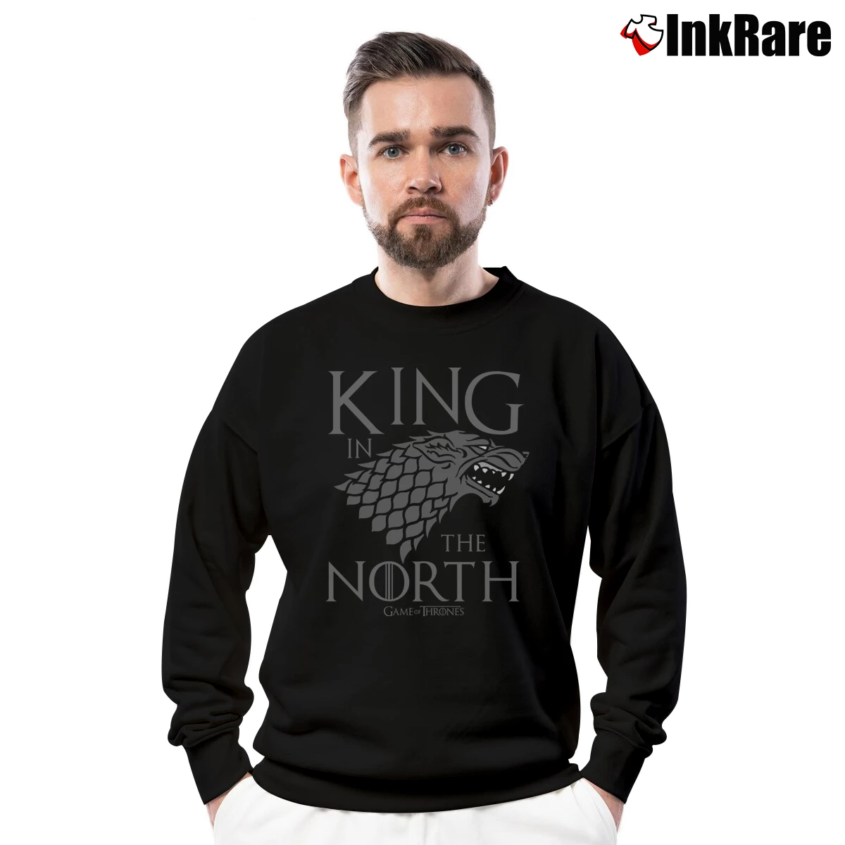Men’s Game Of Thrones King In The North Crewneck Sweatshirt in black | Cozy Fabric, Clean Style