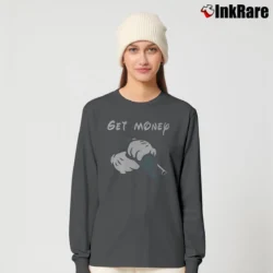 Women’s Gangster Mickey Mouse Get Money Cool Disney Long-Sleeve Top in charcoal | Sleek, Versatile, All-Season